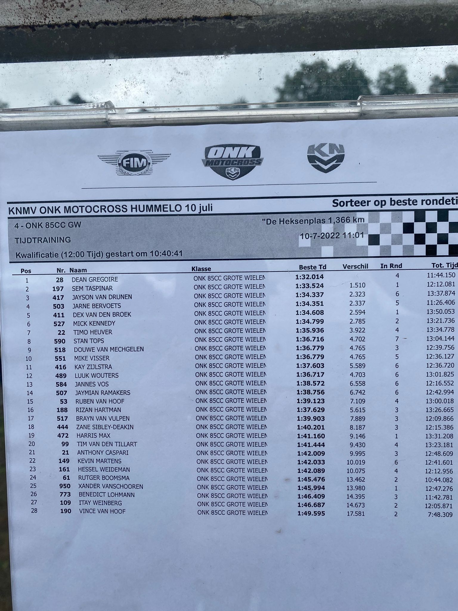 Dex van den Broek pakt eerste manchezege en podium in het ONK 85cc grote wielen in Hummelo